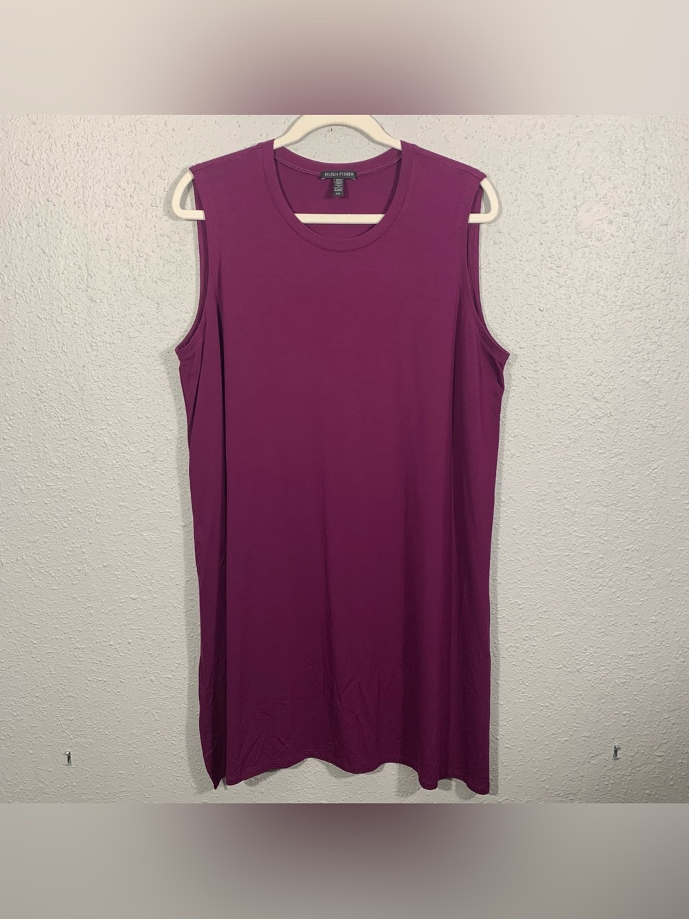 EILEEN FISHER Berry Round Neck Sleeveless Viscose Stretch Dress size L